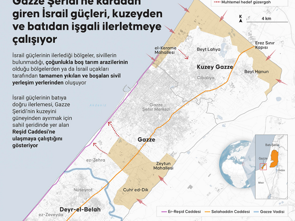 Gazze şeridi’ne karadan giren i̇srail güçleri, Kuzeyden ve Batıdan Ilerlemeye çalışıyor. Anadolu Ajansı. (n.d.). https://www.aa.com.tr/tr/dunya/gazze-seridine-karadan-giren-israil-gucleri-kuzeyden-ve-batidan-ilerlemeye-calisiyor/3042384# 